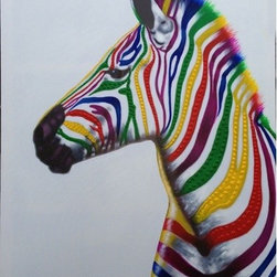 Rainbow Zebra - Paintings