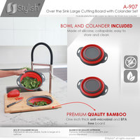 Over The Sink Large Cutting Board With Colander Set A-907