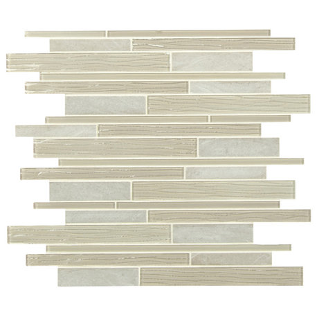 MSI SMOT-SGLSIL-SNOCAP4MM 12" x 13" Linear Mosaic Wall Tile - - Snowcap Blend