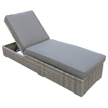 Bali Silver/Gray Two-Tone Wicker Chaise Lounge in Charcoal Gray Cushion