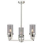 Innovations Lighting - Utopia 3 Light 8" Stem Hung Pendant, Satin Nickel, Plated Smoke Glass - Modern and geometric design elements give the Utopia Collection a striking presence. This gorgeous fixture features a sharply squared off frame, softened by a round glass holder that secures a cylindrical glass shade.