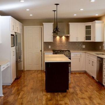 Cabinet Refacing Done in Maple With a Satin White Finish