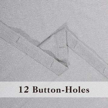 Freda Metallic Buttonhole Top Shower Curtain, Grey, 70 x 72"