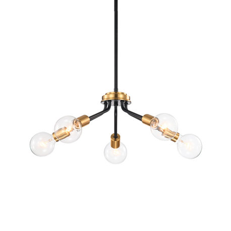 5-Light Black and Antique Gold Modern Contemporary Sputnik Chandelier