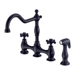 Danze Opulence&trade; Two Handle Bridge Faucet with Spray - Kitchen Faucets