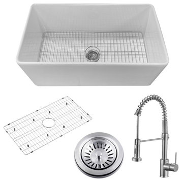 Ratel 30" True FireClay Apron FarmSink NOT Porcelain Sink Grid Strainer INCLUDED