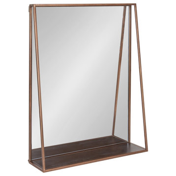 Lintz Metal Framed Mirror with Shelf, Bronze 18x24