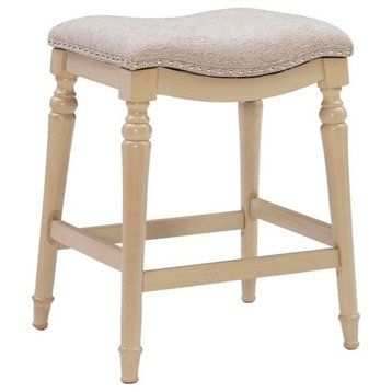Home Square 27" Big and Tall Wood Counter Stool in Off White Cream - Set of 3