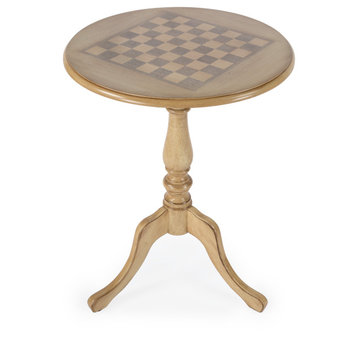 Colbert 22" Round Pedestal Game Table, Antique Beige