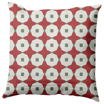 Button Up Decorative Throw Pillow, Ligonberry Red, 18"x18"