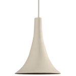 Lightexture - Claylight Gramophone Pendant, Porcelain - This Gramophone shaped pendant light fixture is made of white translucent porcelain that shines in an amber tone. The light comes with a braided cord and a matching ceramic ceiling plate.