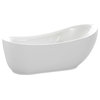 ANZZI 71" White Acrylic Soaking Bathtub With Faucet and 1.6 GPF Toilet