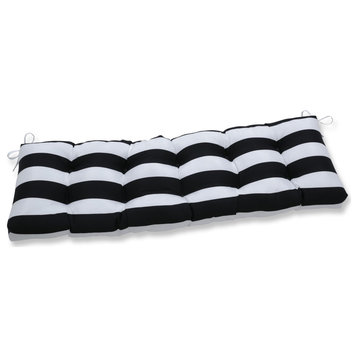 Cabana Stripe Black 56x18" Outdoor Tufted Bench/Swing Cushion
