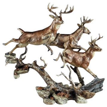 Elusive Bronze Deer Sculpture