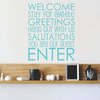 Decal Wall Welcome Stay For Awhile Greetings Quote, Baby Blue