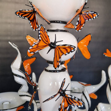 Custom Commissioned Diego Costantini Murano Glass Butterflies Chandelier