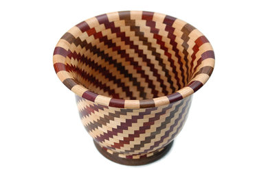 Tri-colored Spiral Segmented Wood Vessel