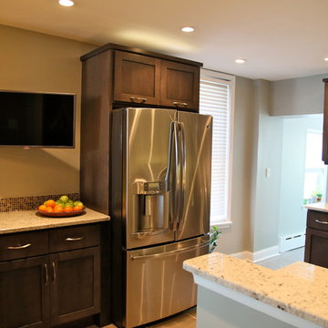 Dark Transitional Kitchen Remodel |Espresso Cabinets & Light Granite Countertops