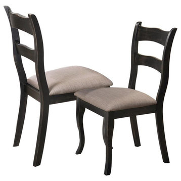Best Master Alice Polyester Fabric Dining Side Chair in Vintage Black (Set of 2)