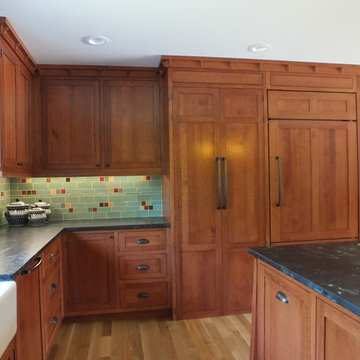 Panel Ready Fridge next to Hidden Walk In Pantry Entrance