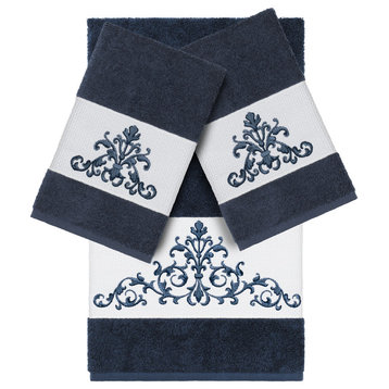 Scarlet 3-Piece Embellished Towel Set, Midnight Blue
