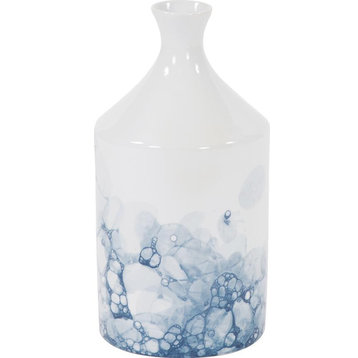 HOWARD ELLIOTT Vase Bottle Large Blue White Brass Pine Cream Black