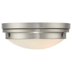 Savoy House - Lucerne 2-Light Flush Mount, Satin Nickel - The Savoy House Lucerne 2-light ceiling flush mount is sure to bring sleek metallic style to any space! A white glass shade makes Lucerne an ideal choice for comfortable useful light. Finished in sleek satin nickel. Flush mounts can be used on the ceiling of pretty much any interior room including foyers hallways stairways closets bathrooms bedrooms kitchens and more! Bulbs not included. The satin nickel finish can be paired with nickel hardware or mixed with hardware in other finishes. Pep up the light and style of any room with Lucerne. When you choose a Savoy House lighting fixture you can be certain you've selected a piece that will withstand the test of time.