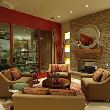 red accent wall