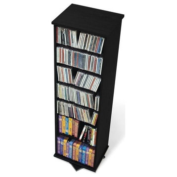 Pemberly Row 53" 2-Sided CD DVD Media Spinning Storage Tower in Black