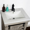 24" Rustic Solid Fir White Wash Barn Door Vanity Ceramic Single Sink-No Faucet