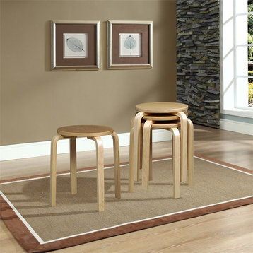 17 Inches Bentwood Stool - Natural