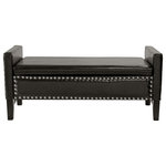 Inspired Home - Grace PU Leather Silver Nailhead Trim Multi Position Storage Bench, Espresso - Our PU leather storage bench combines functionality and style for your living room or bedroom. This multipurpose piece can be used as an ottoman, seating in your living room, or functional pop of color at foot of your bed. It exudes comfort and convenience on a daily basis. Featuring durable faux leather, silver decorative nail head trim, comfortable high density foam seating, solid birch legs, a spacious hidden storage compartment with an adjustable safety hinged storage lid, making it kid friendly and perfect for keeping books, magazines and other trappings out of sight. This modern accent piece blends harmoniously with any home furnishing and decor.