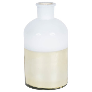 Vickerman 8" White Glass Bottle With Gold Base, Lg180911