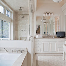 Master bath ideas/ window csbinets
