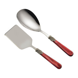 Arvind Group - Napoleon Rice Spoon and Server, Set of 2, Bordeaux - Serving Utensils