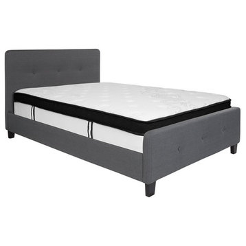 Flash Furniture Tribeca Tufted Full Platform Bed in Dark Gray