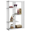 Bookshelf, Bookcase, Etagere, 5 Tier, 60"H, Office, Glossy White, Clear