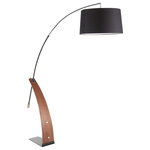 LumiSource - Robyn Floor Lamp, Walnut Wood, Black Metal, Black Linen - With a unique design all of its own, the LumiSource Robin Floor Lamp is the perfect piece to set off any living area. Ultra sleek with an arched metal neck is complimented by a stylish bentwood base and a sleek black linen shade, providing mid-century modern appeal.