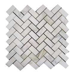 Honed Calacatta Gold Italian Marble Herringbone Mosaic TileS - Home Accessories & Decor