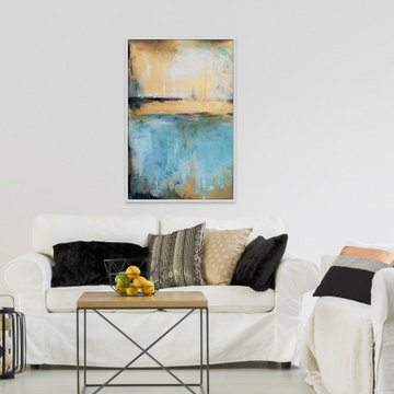 "Pale Blue Separation" Floater Framed Painting Print on Canvas