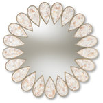 Wholesale Interiors - Savita Antique Silver Round Shell Petal Accent Wall Mirror - Baxton Studio Savita Modern and Contemporary Antique Silver Finished Round Shell Petal Accent Wall MirrorExpert craftsmanship and attention to detail make the Savita wall mirror a beautiful addition to your space. This contemporary mirror is constructed from MDF wood and features an antique silver-finished frame. Incorporating elements of nature, the frame is composed of petal shapes inlaid with pearl shell. As a result of the varying properties of the shells used, each mirror is unique. The Savita wall mirror is made in China and will arrive fully assembled.