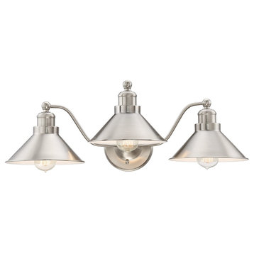Kira Home Welton 26" Farmhouse Bathroom Light, Barn Light, Brushed Nickel
