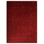 Get My Rugs LLC - Hand Knotted Loom Wool Area Rug Contemporary Red, [Rectangle] 4'x6' - Indulge in the refined allure of this handcrafted masterpiece - a solid textured Red shaded hand-knotted wool rug. Each meticulously woven strand embodies a symphony of elegance and simplicity, promising to harmonize effortlessly with your home setup. Its soothing Red hue evokes a sense of tranquility, while the intricate texture adds depth and character to any space. Elevate your interior aesthetic with this timeless accent piece, where grace meets versatility, and style meets comfort in perfect harmony. Every inch of this masterpiece exudes opulence, boasting a dense weave of premium-quality wool that ensures unrivaled durability. Designed to withstand the rigors of high-traffic areas, its thick and plush texture not only enhances comfort but also promises long-lasting performance. Elevate your living space with this superior product, where beauty meets resilience, making it a perfect choice for those seeking both style and functionality.