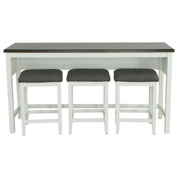 Study Hall White & Gray Counter Table With 3 Stools