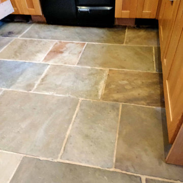 Yorkshire Flagstone Kitchen Floor Refurbished in Tadcaster Cottage
