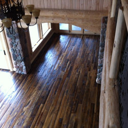 Reclaimed Mixed Hardwood Flooring Viewed from a Log Home Loft - Hardwood Flooring