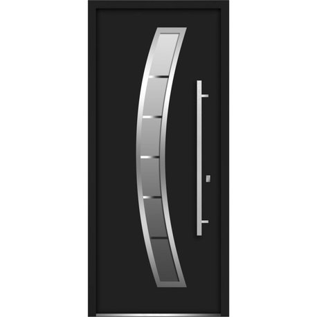 Exterior Prehung Glass Door  / Deux 6500 Black Enamel Left in