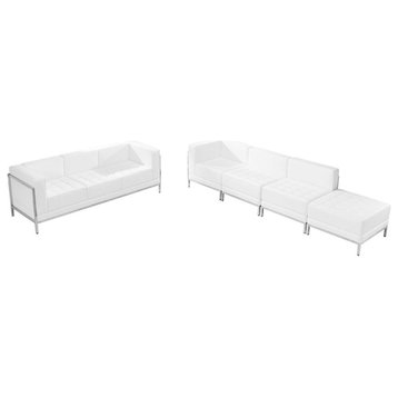Hercules Imagination Series Leather Sofa and Lounge Chair Set, 5-Piece, White