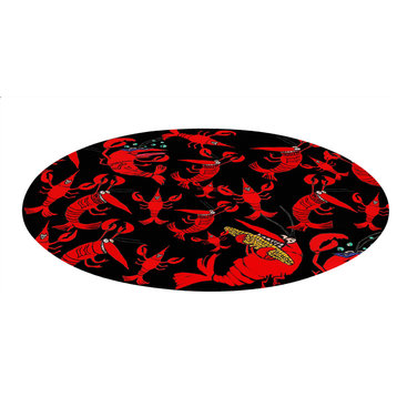 Sea life round chenille area rugs from my art. Approximately 60", Crawfish Party