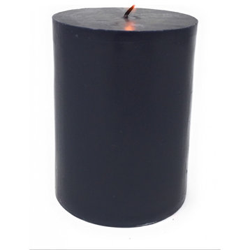 Black Pillar Candles, 3"x4", Set of 4